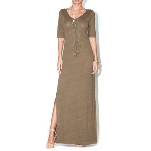 Calypso St. Barth Short Sleeved Striped Linen Maxi Dress/Cover Up Women size XS